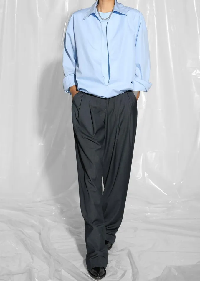 Clothing Women The Frankie Shop Gelso Pleated Trousers 8211 Dark Grey Melange