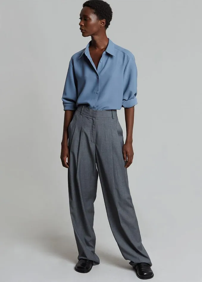 Clothing Women The Frankie Shop Gelso Pleated Trousers 8211 Dark Grey Melange