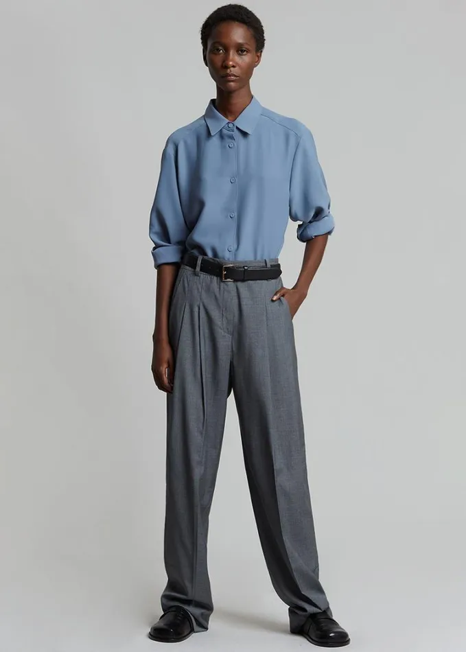 Clothing Women The Frankie Shop Gelso Pleated Trousers 8211 Dark Grey Melange