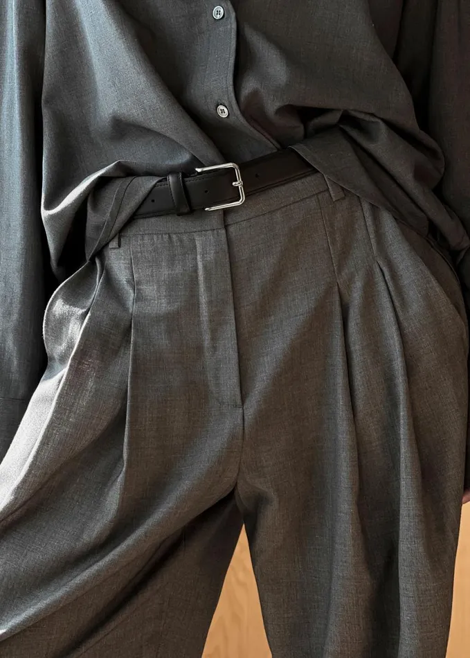 Clothing Women The Frankie Shop Gelso Pleated Trousers 8211 Dark Grey Melange
