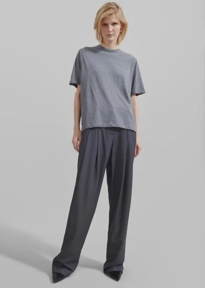 Clothing Women The Frankie Shop Harper Soft Organic TShirt 8211 Dark Grey Melange