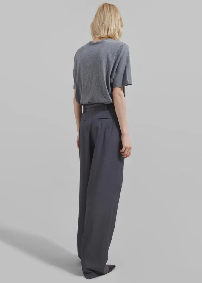 Clothing Women The Frankie Shop Harper Soft Organic TShirt 8211 Dark Grey Melange