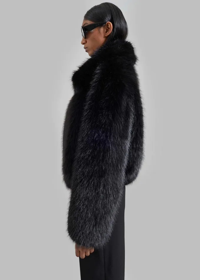 Clothing Women The Frankie Shop Hope Faux Fur Jacket 8211 Black