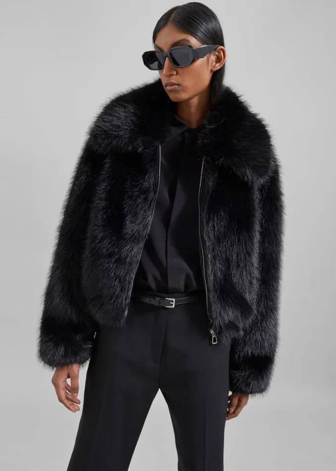 Clothing Women The Frankie Shop Hope Faux Fur Jacket 8211 Black