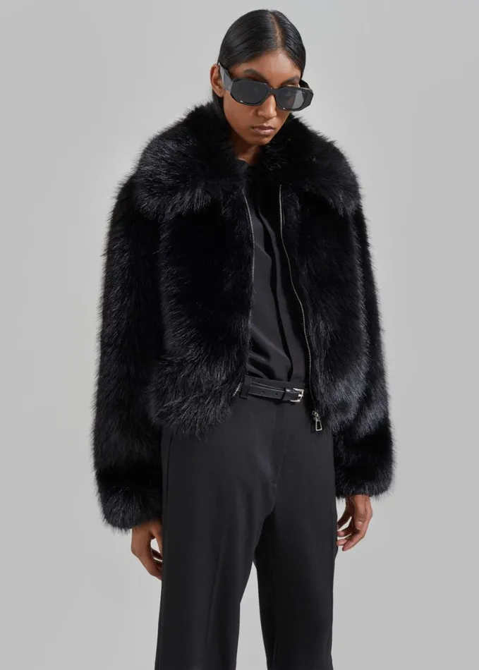 Clothing Women The Frankie Shop Hope Faux Fur Jacket 8211 Black