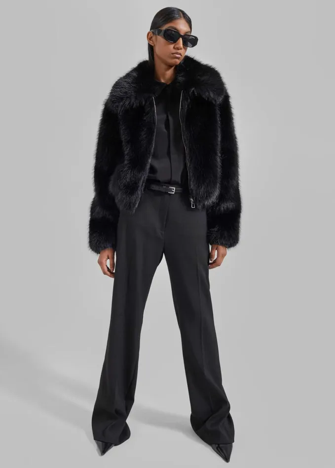 Clothing Women The Frankie Shop Hope Faux Fur Jacket 8211 Black