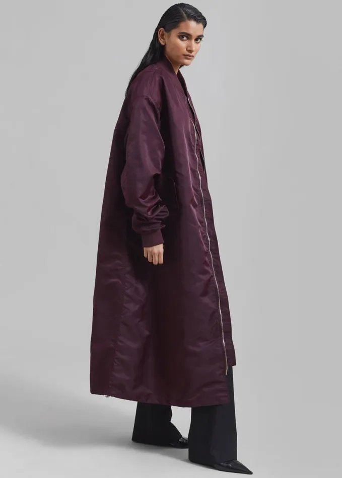 Clothing Women The Frankie Shop Isaac Oversized Bomber Coat 8211 Burgundy