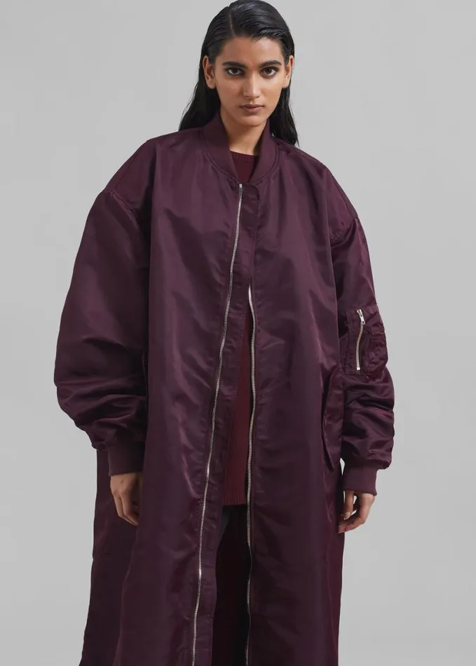 Clothing Women The Frankie Shop Isaac Oversized Bomber Coat 8211 Burgundy