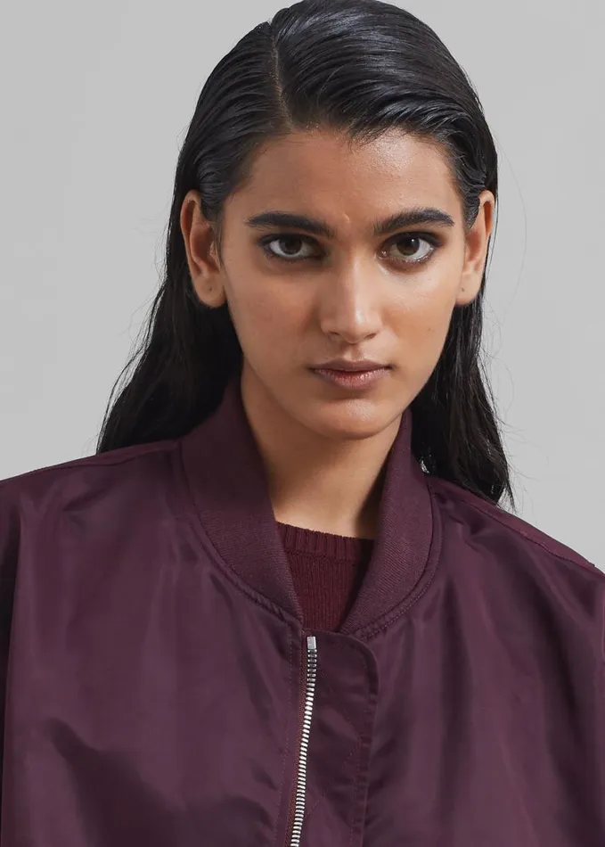 Clothing Women The Frankie Shop Isaac Oversized Bomber Coat 8211 Burgundy