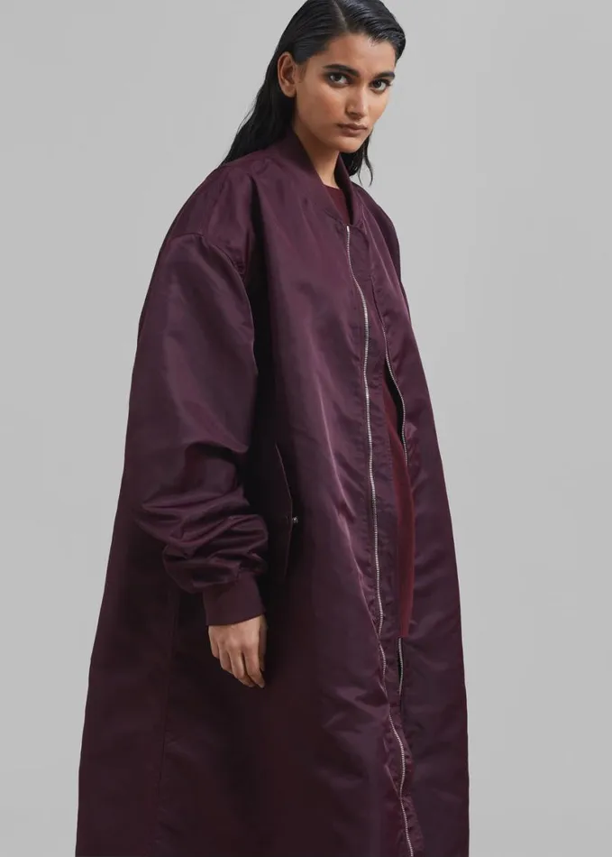 Clothing Women The Frankie Shop Isaac Oversized Bomber Coat 8211 Burgundy