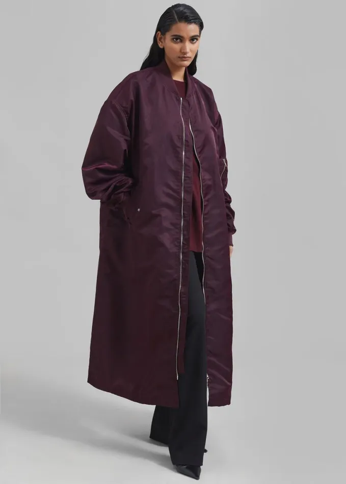 Clothing Women The Frankie Shop Isaac Oversized Bomber Coat 8211 Burgundy