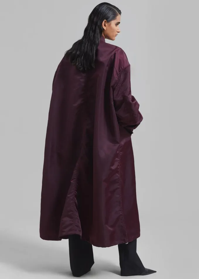Clothing Women The Frankie Shop Isaac Oversized Bomber Coat 8211 Burgundy