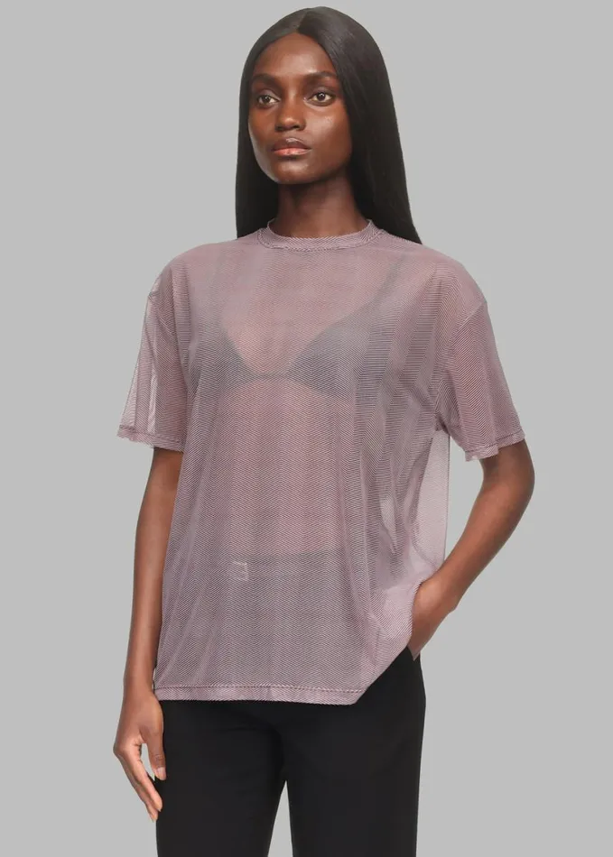 Clothing Women The Frankie Shop Joyce Mesh Tee X Barbie 8211 Burgundy
