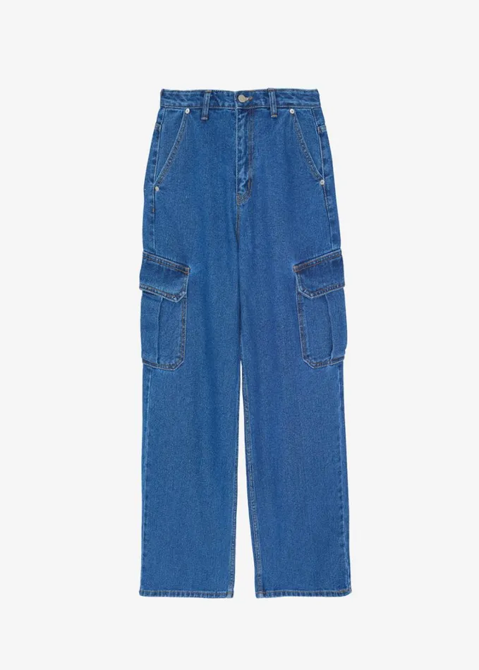 Clothing Women The Frankie Shop Kai Cargo Denim Pants 8211 Medium Wash