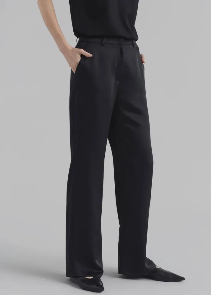 Clothing Women The Frankie Shop Kit Satin Trousers 8211 Black
