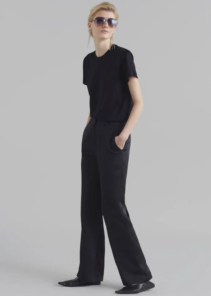 Clothing Women The Frankie Shop Kit Satin Trousers 8211 Black