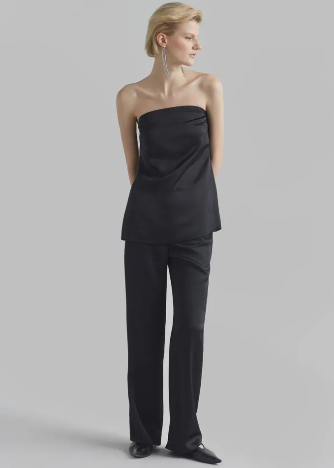 Clothing Women The Frankie Shop Kit Satin Trousers 8211 Black