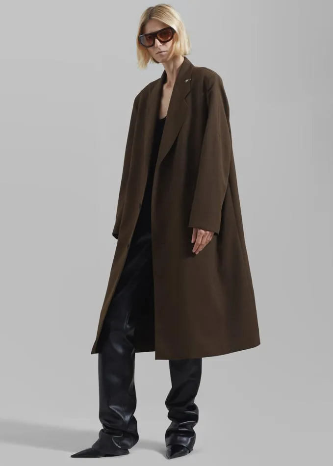 Clothing Women The Frankie Shop Low Classic Classic Long Coat 8211 Khaki
