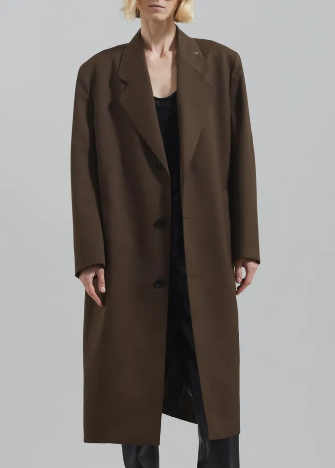 Clothing Women The Frankie Shop Low Classic Classic Long Coat 8211 Khaki