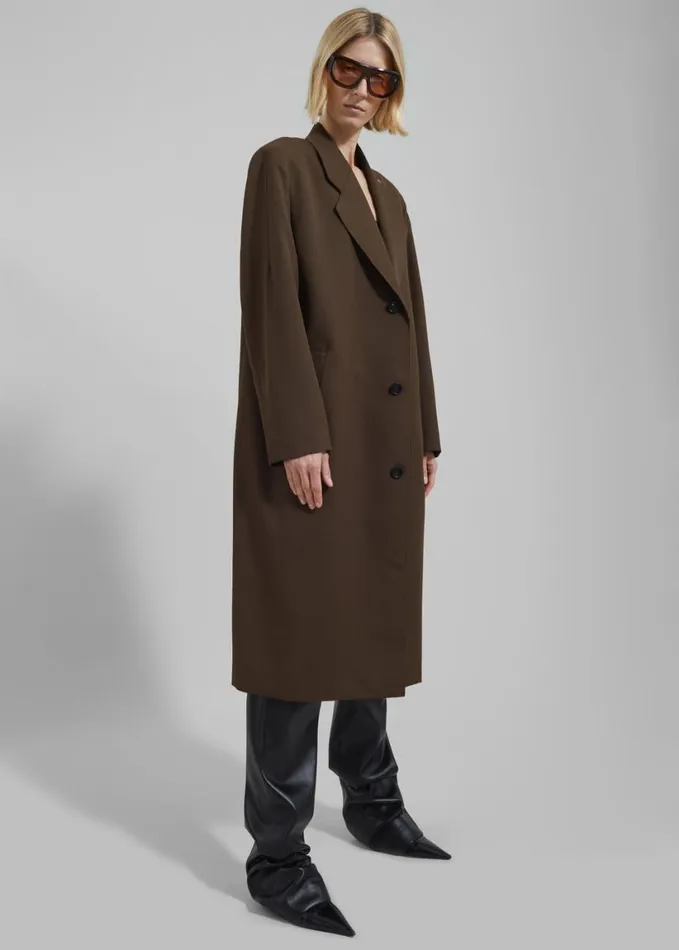 Clothing Women The Frankie Shop Low Classic Classic Long Coat 8211 Khaki