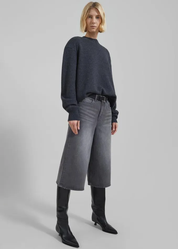 Clothing Women The Frankie Shop Low Classic Denim Bermuda Pants 8211 Grey