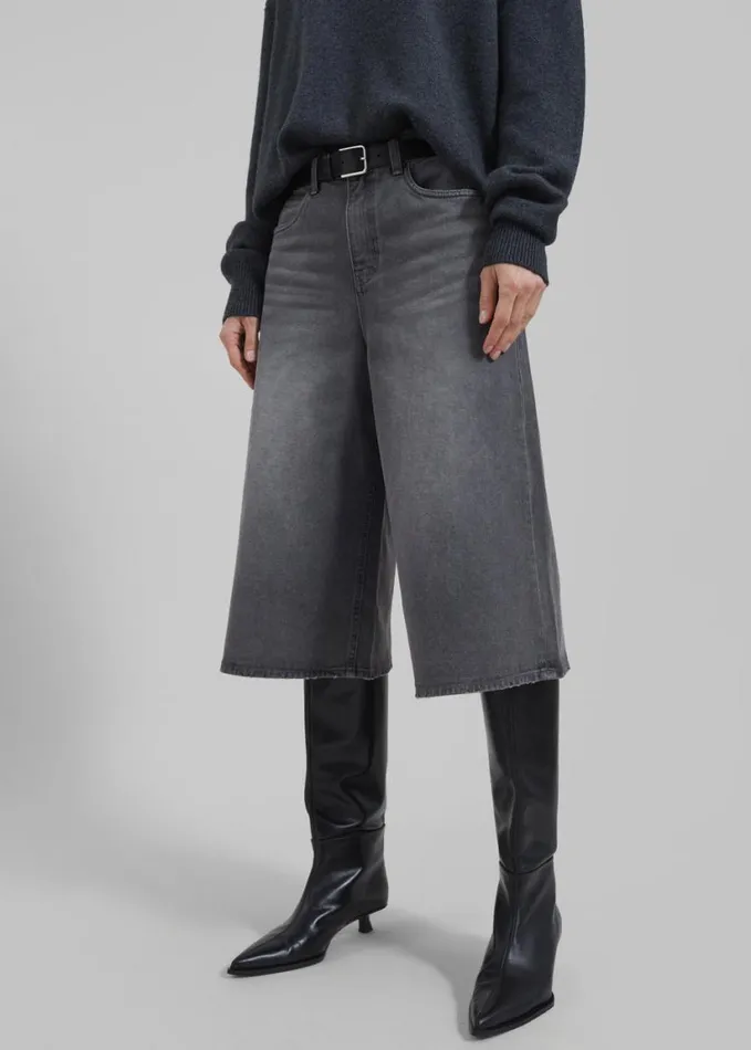 Clothing Women The Frankie Shop Low Classic Denim Bermuda Pants 8211 Grey