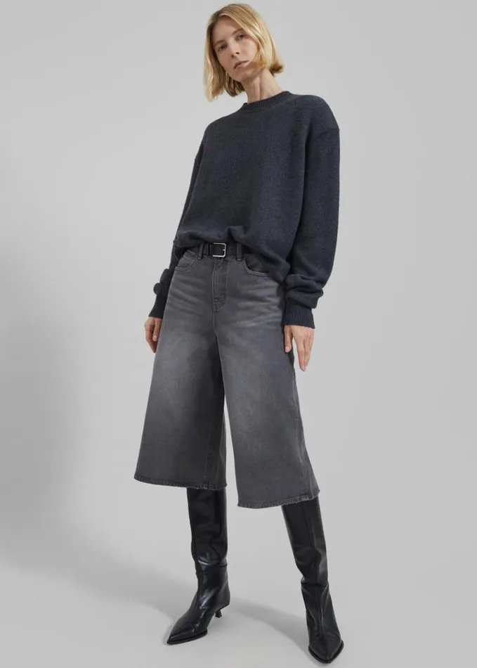 Clothing Women The Frankie Shop Low Classic Denim Bermuda Pants 8211 Grey