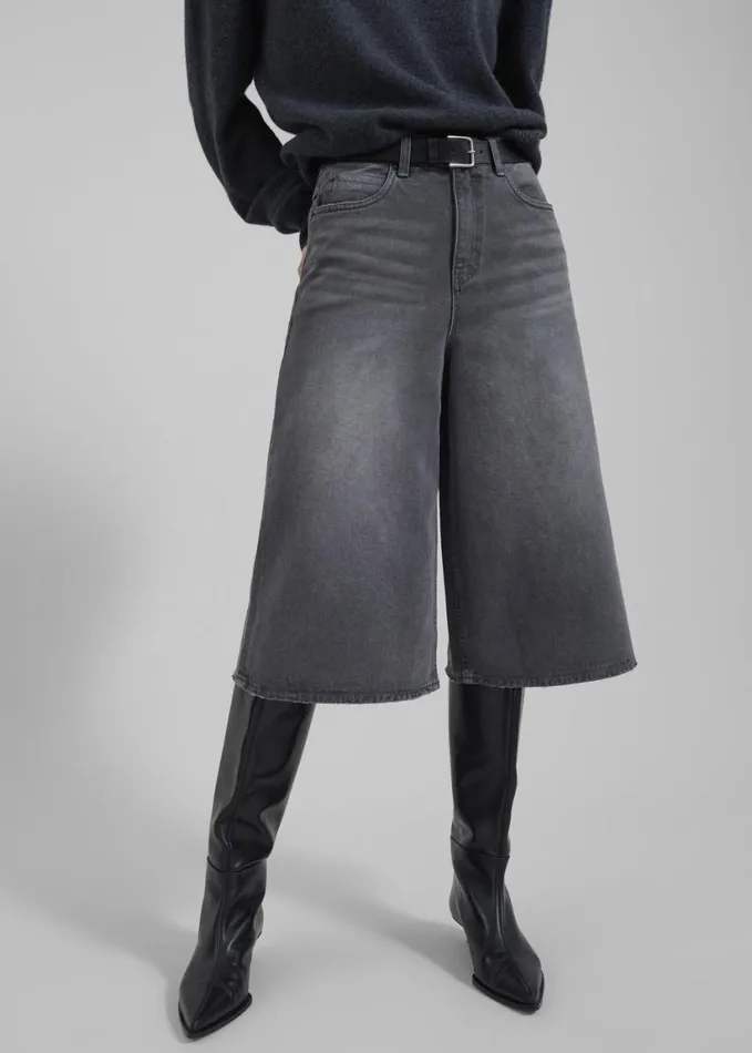 Clothing Women The Frankie Shop Low Classic Denim Bermuda Pants 8211 Grey
