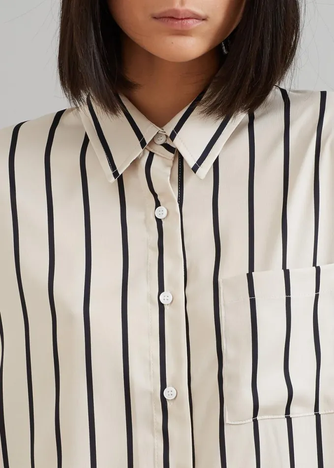 Clothing Women The Frankie Shop Lui Satin Shirt 8211 Black Stripe