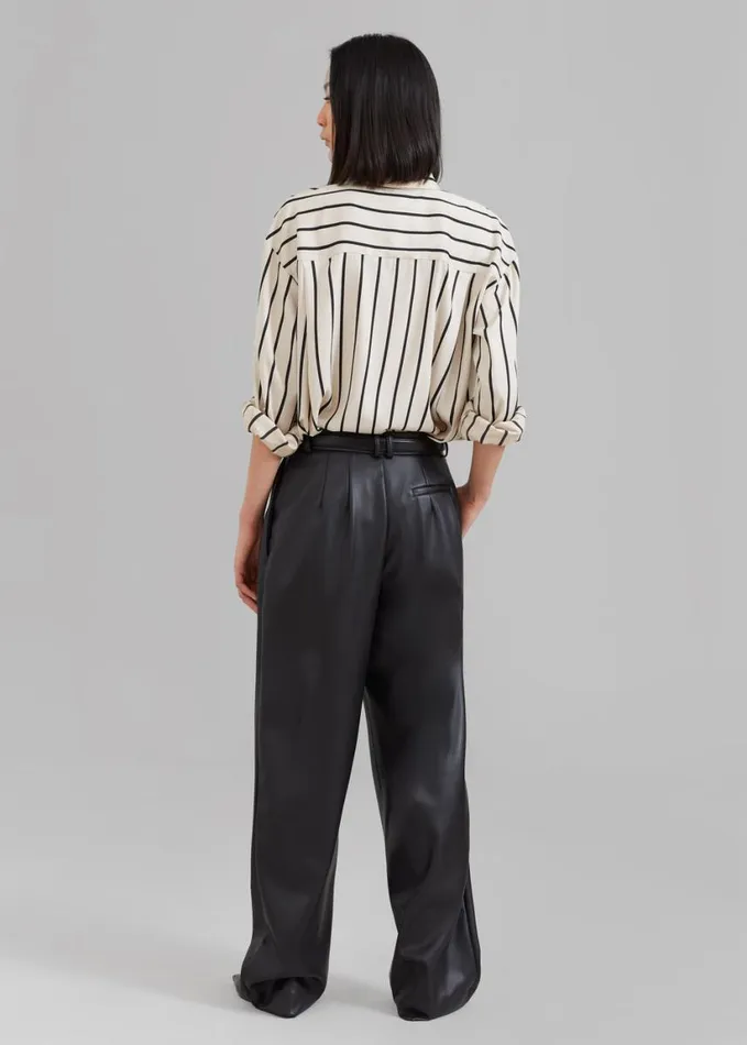 Clothing Women The Frankie Shop Lui Satin Shirt 8211 Black Stripe