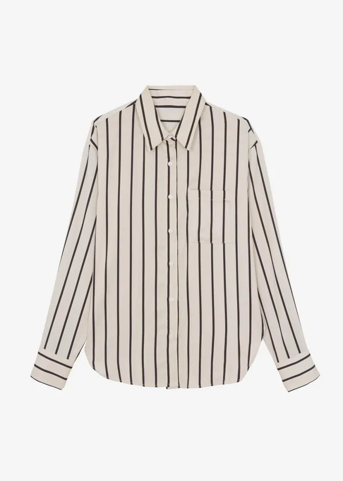 Clothing Women The Frankie Shop Lui Satin Shirt 8211 Black Stripe
