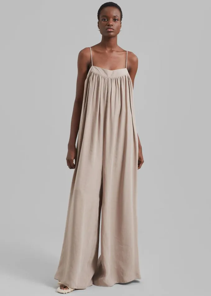 Clothing Women The Frankie Shop Maude Gathered Fluid Jumpsuit 8211 Beige