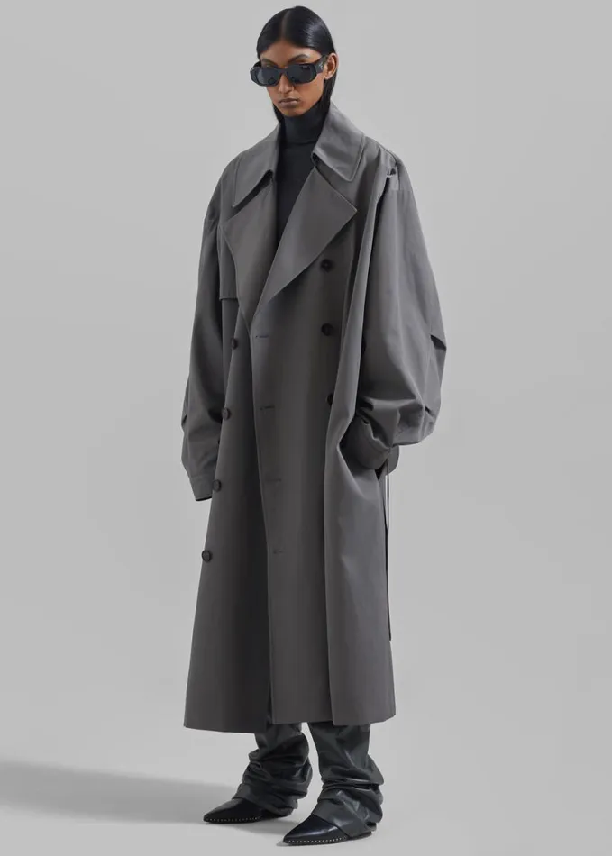 Clothing Women The Frankie Shop Mavis Oversized Trench 8211 Grey
