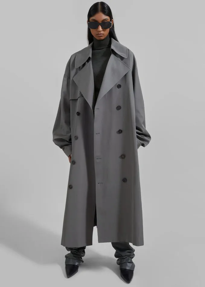 Clothing Women The Frankie Shop Mavis Oversized Trench 8211 Grey