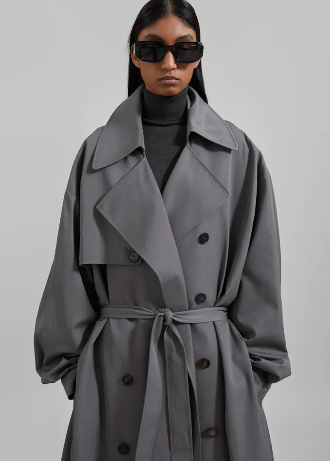 Clothing Women The Frankie Shop Mavis Oversized Trench 8211 Grey