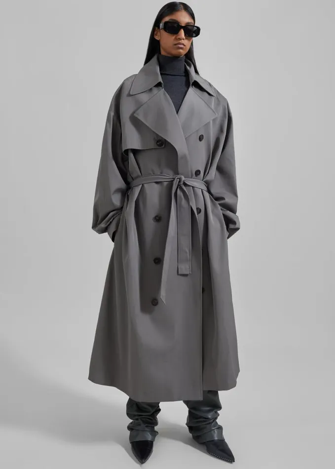 Clothing Women The Frankie Shop Mavis Oversized Trench 8211 Grey
