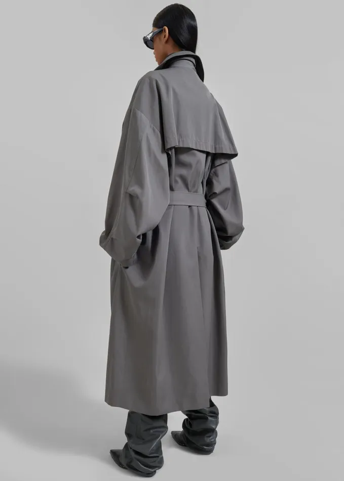 Clothing Women The Frankie Shop Mavis Oversized Trench 8211 Grey