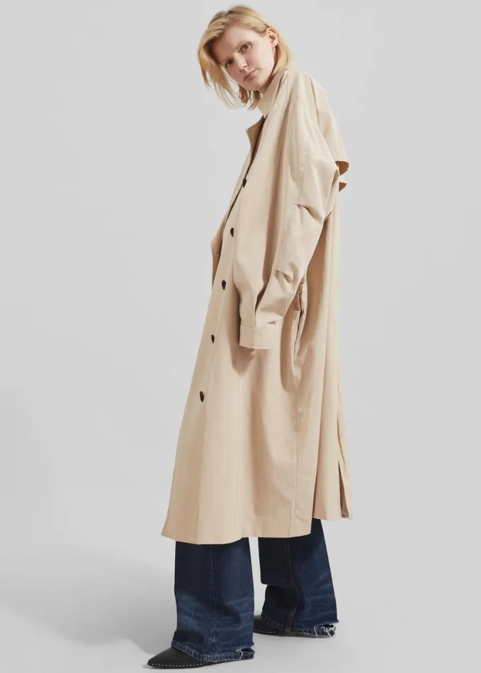 Clothing Women The Frankie Shop Mavis Oversized Trench 8211 Light Beige
