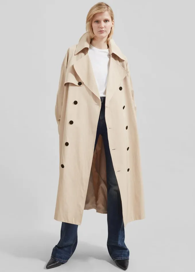 Clothing Women The Frankie Shop Mavis Oversized Trench 8211 Light Beige