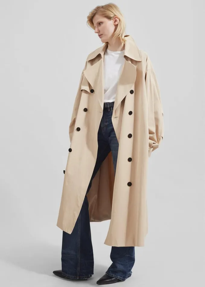 Clothing Women The Frankie Shop Mavis Oversized Trench 8211 Light Beige