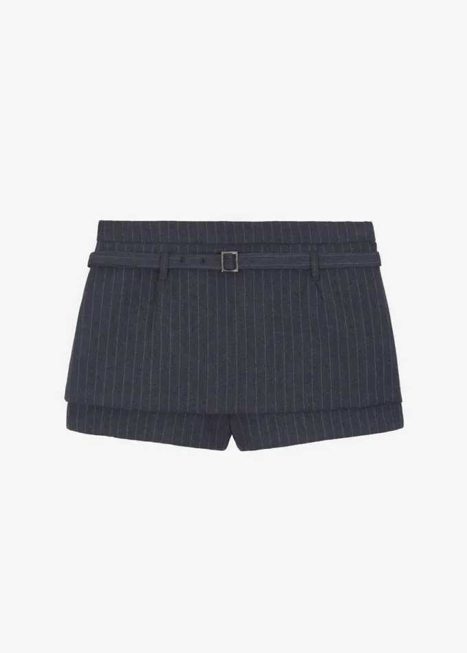 Clothing Women The Frankie Shop Micka Belted Skort 8211 CharcoalWhite Pinstripe