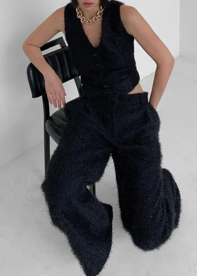 Clothing Women The Frankie Shop Millie Fluffy Pants 8211 Black