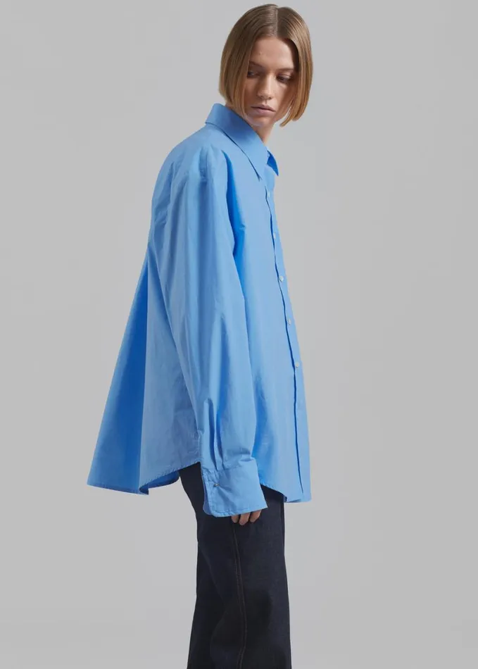 Clothing Women The Frankie Shop Neil Button Up Shirt 8211 Blue