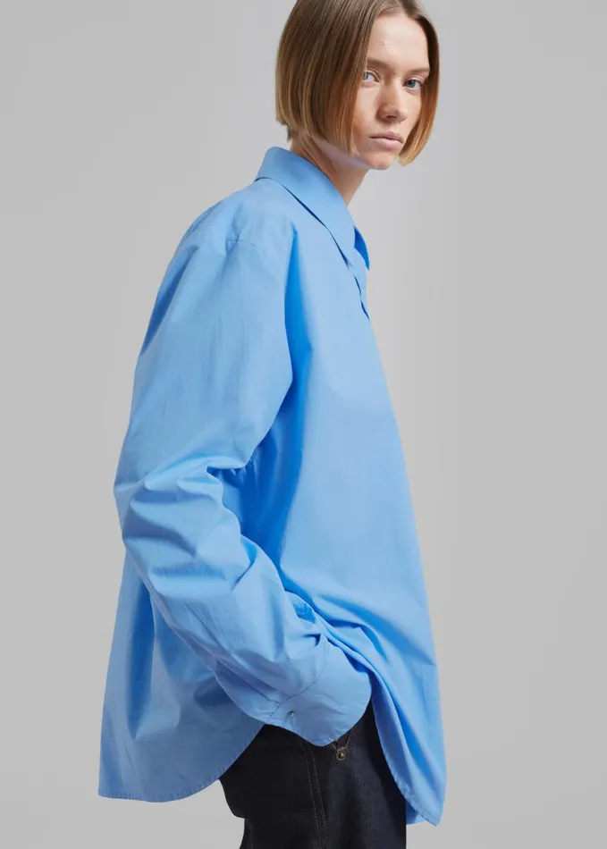 Clothing Women The Frankie Shop Neil Button Up Shirt 8211 Blue