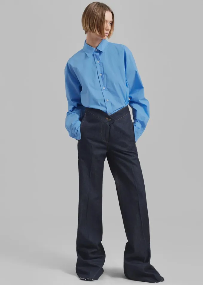 Clothing Women The Frankie Shop Neil Button Up Shirt 8211 Blue