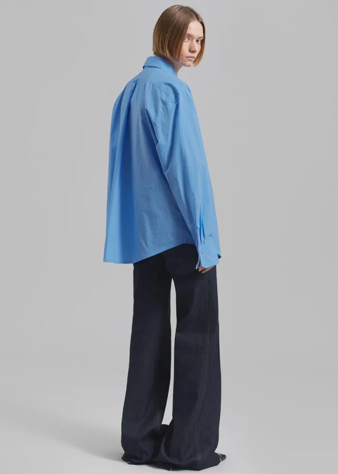 Clothing Women The Frankie Shop Neil Button Up Shirt 8211 Blue