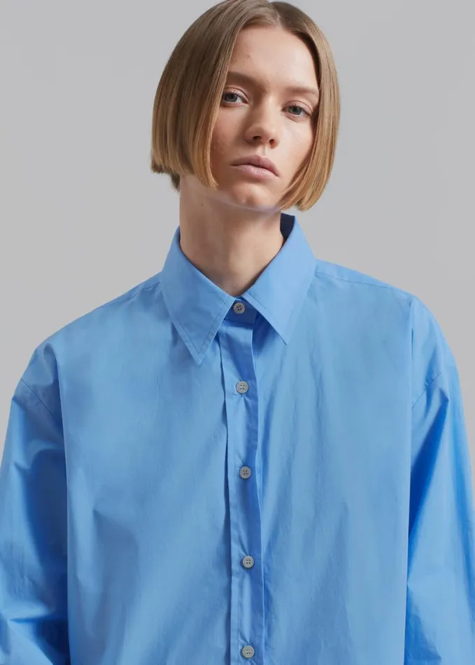 Clothing Women The Frankie Shop Neil Button Up Shirt 8211 Blue
