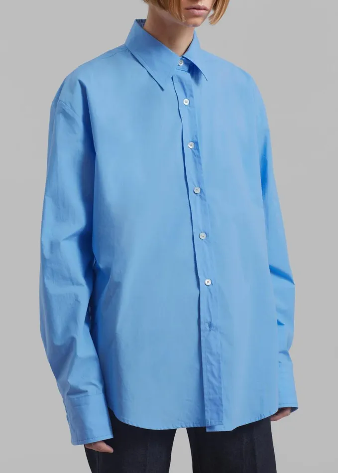 Clothing Women The Frankie Shop Neil Button Up Shirt 8211 Blue