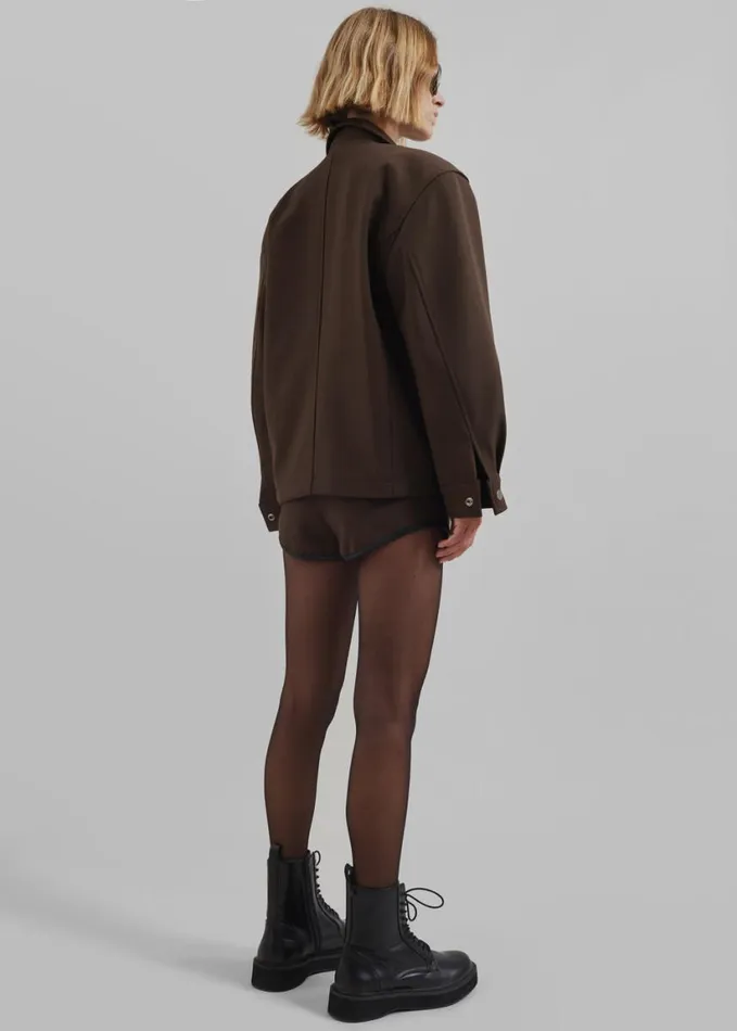 Clothing Women The Frankie Shop Neri Mini Shorts 8211 Brown