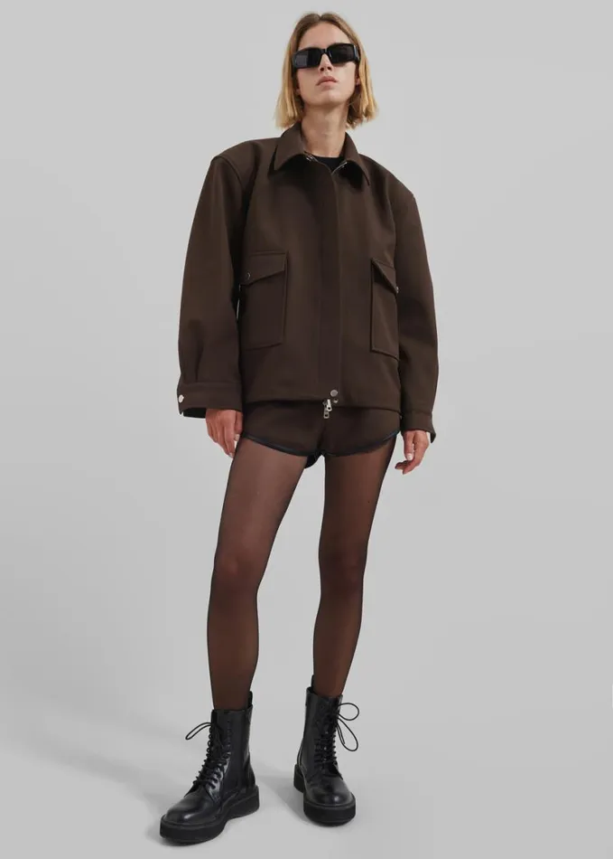 Clothing Women The Frankie Shop Neri Mini Shorts 8211 Brown